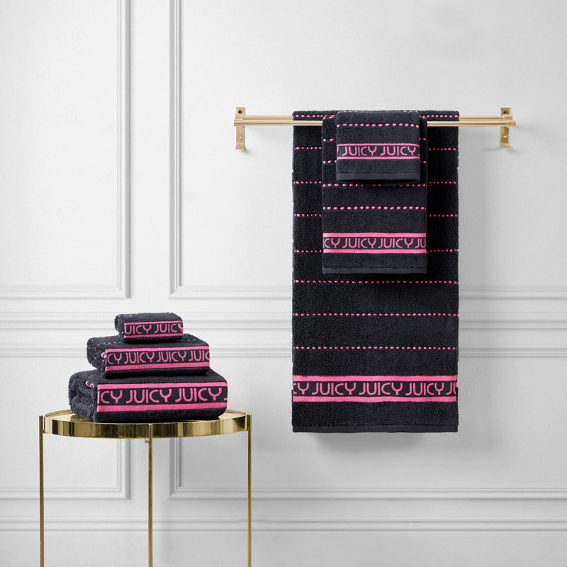 Juicy deals Couture Towel Set 4 White Gold Stripe Home Bathroom Shower